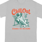 Dog in a lounge chair with sunglasses and a drink, "Chill Out" text.