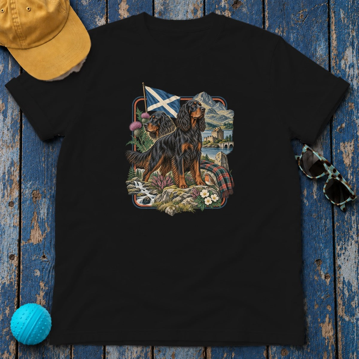 Gordon Setter Scotland Heritage T-Shirt in Black