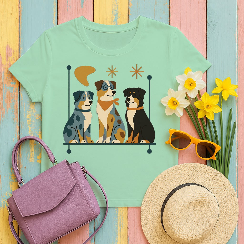 Retro Australian Shepherd T-Shirt in Mint Green