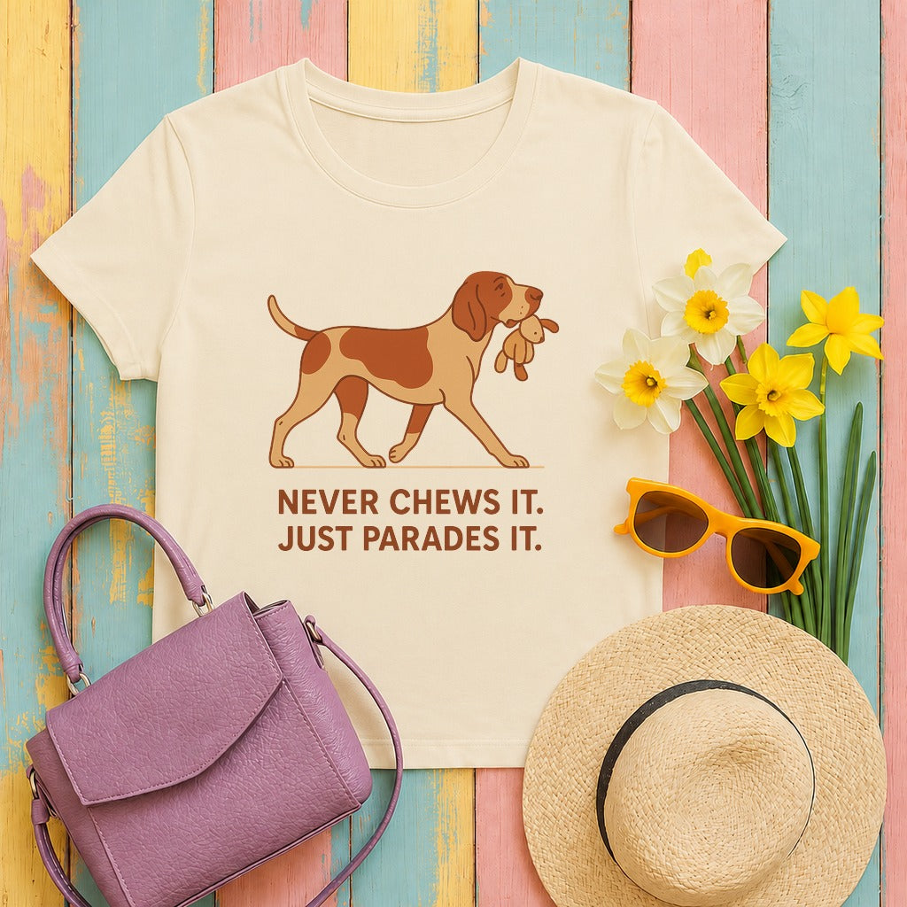 bracco never-chews-just-parades tee flat lay hero