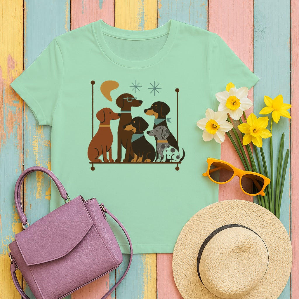 Mid-Century Dachshund T-Shirt in Mint Green