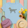 Golden Retriever Typographic Art T-Shirt in Light Blue