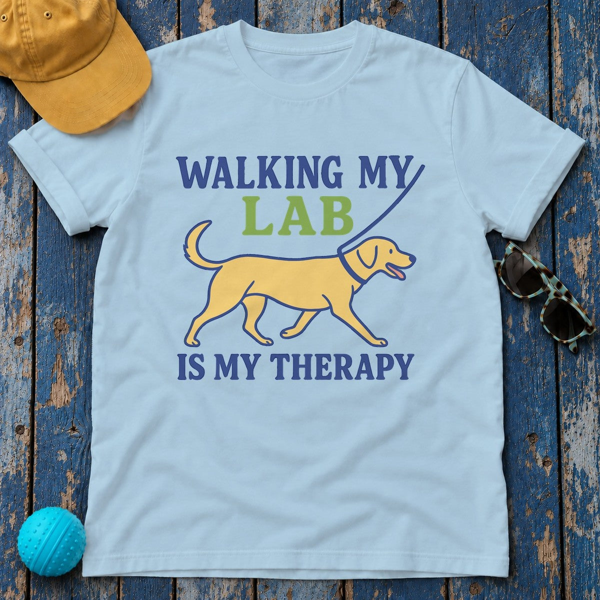 Walking My Lab T-Shirt in Light Blue