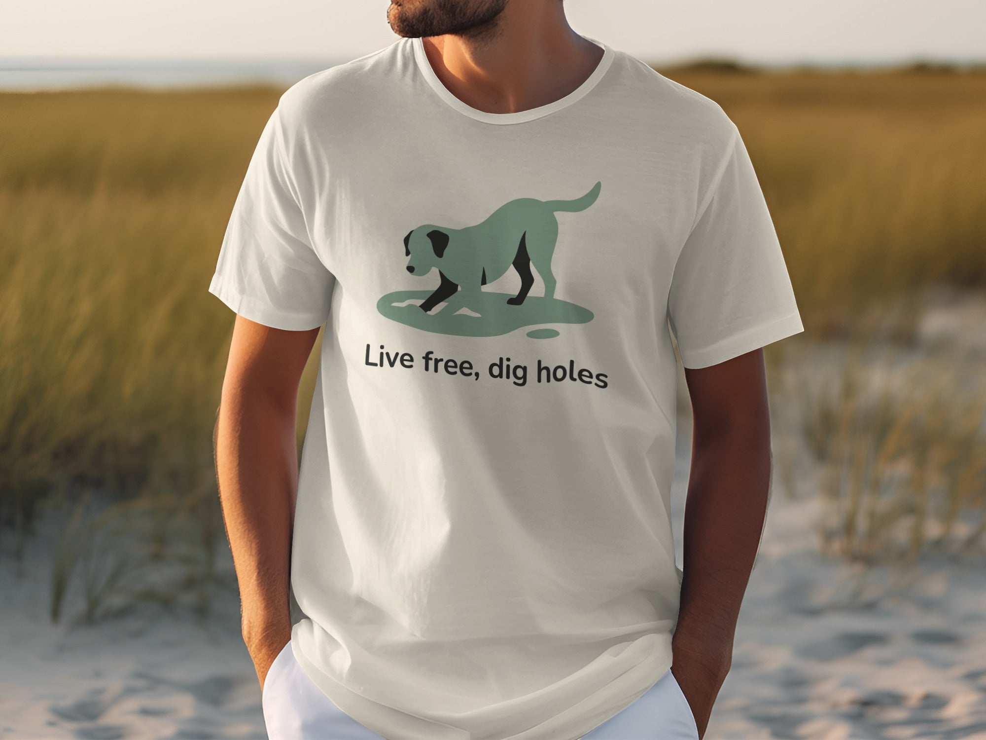Live Free Dig Holes Dog Graphic T-Shirt