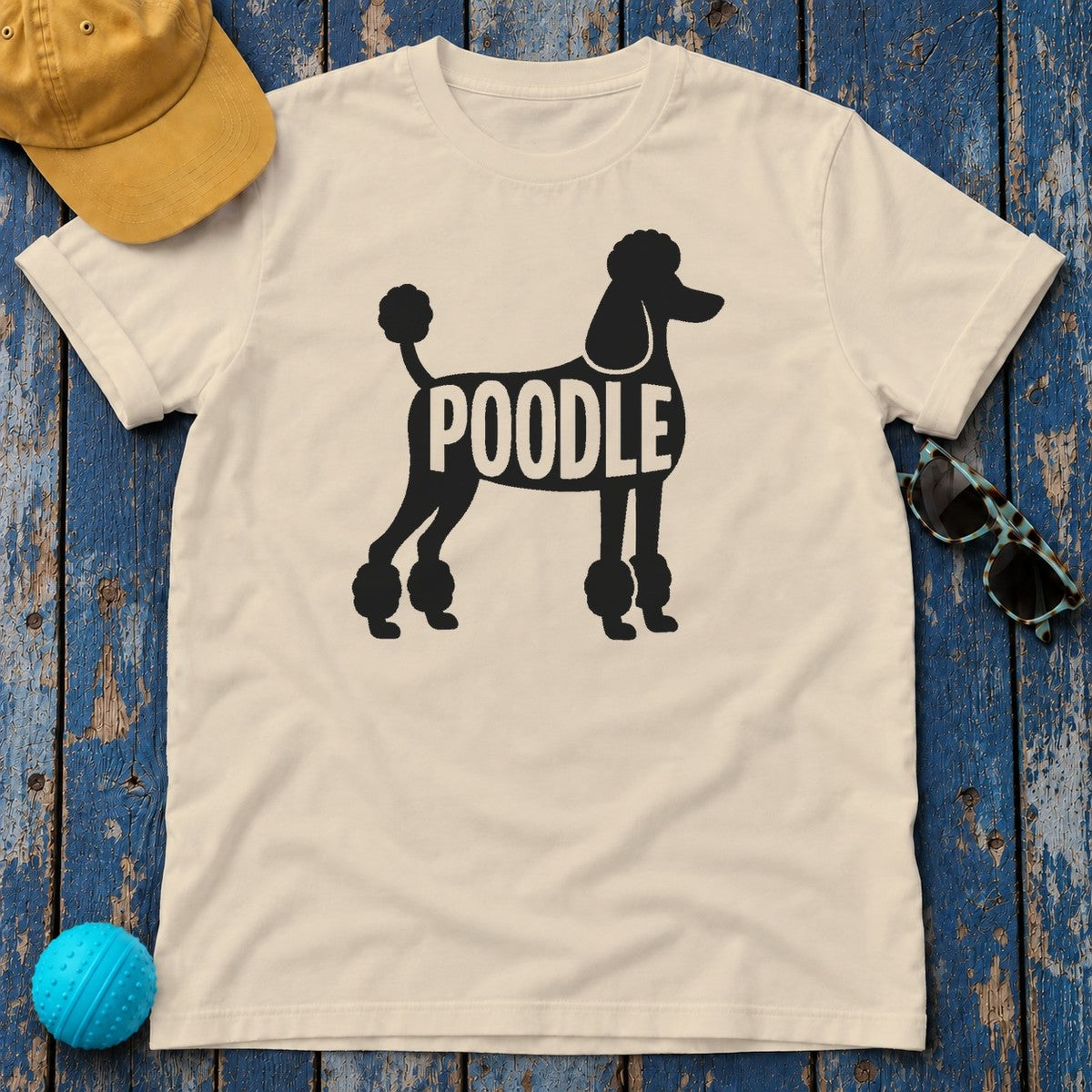 Elegant Poodle Silhouette T-Shirt in Sand