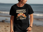 Black t-shirt with "Currently Unavailable See Blanket" and dachshund graphic.