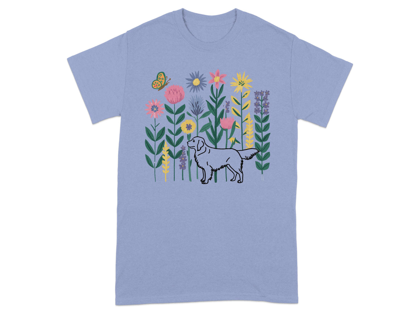Floral Garden with Dog Graphic T-shirt product type