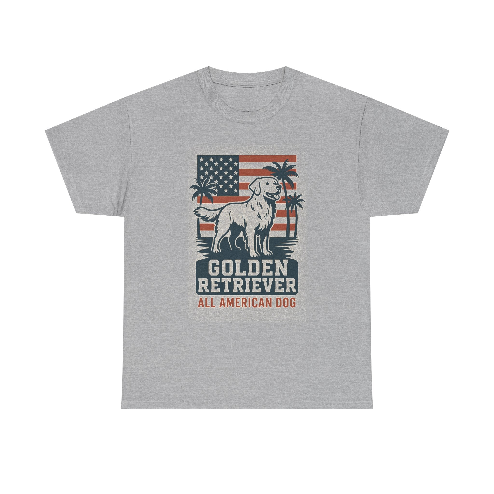 Golden Retriever All American Dog with Flag and Palms T-Shirt