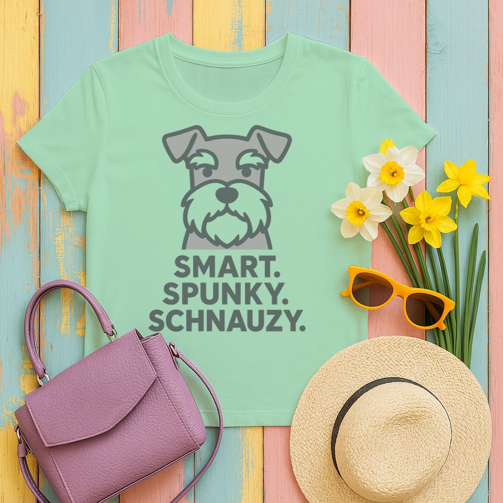 Smart. Spunky. Schnauzy. Schnauzer Monochrome T-Shirt in Mint Green