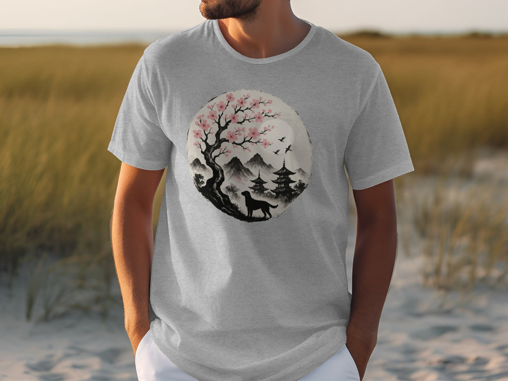 Cherry Blossom and Mountain Art Print T-Shirt