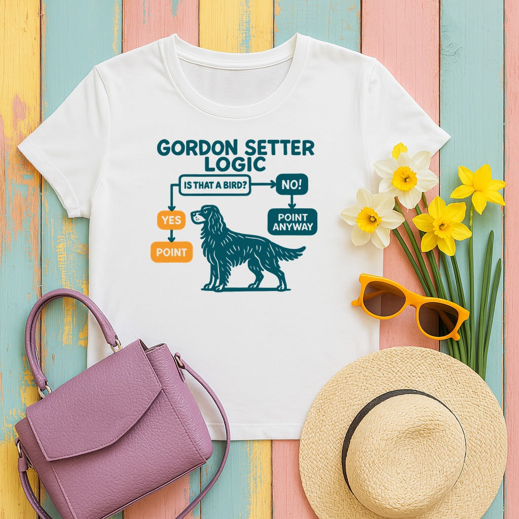 Gordon Setter Logic Flowchart T-Shirt in White