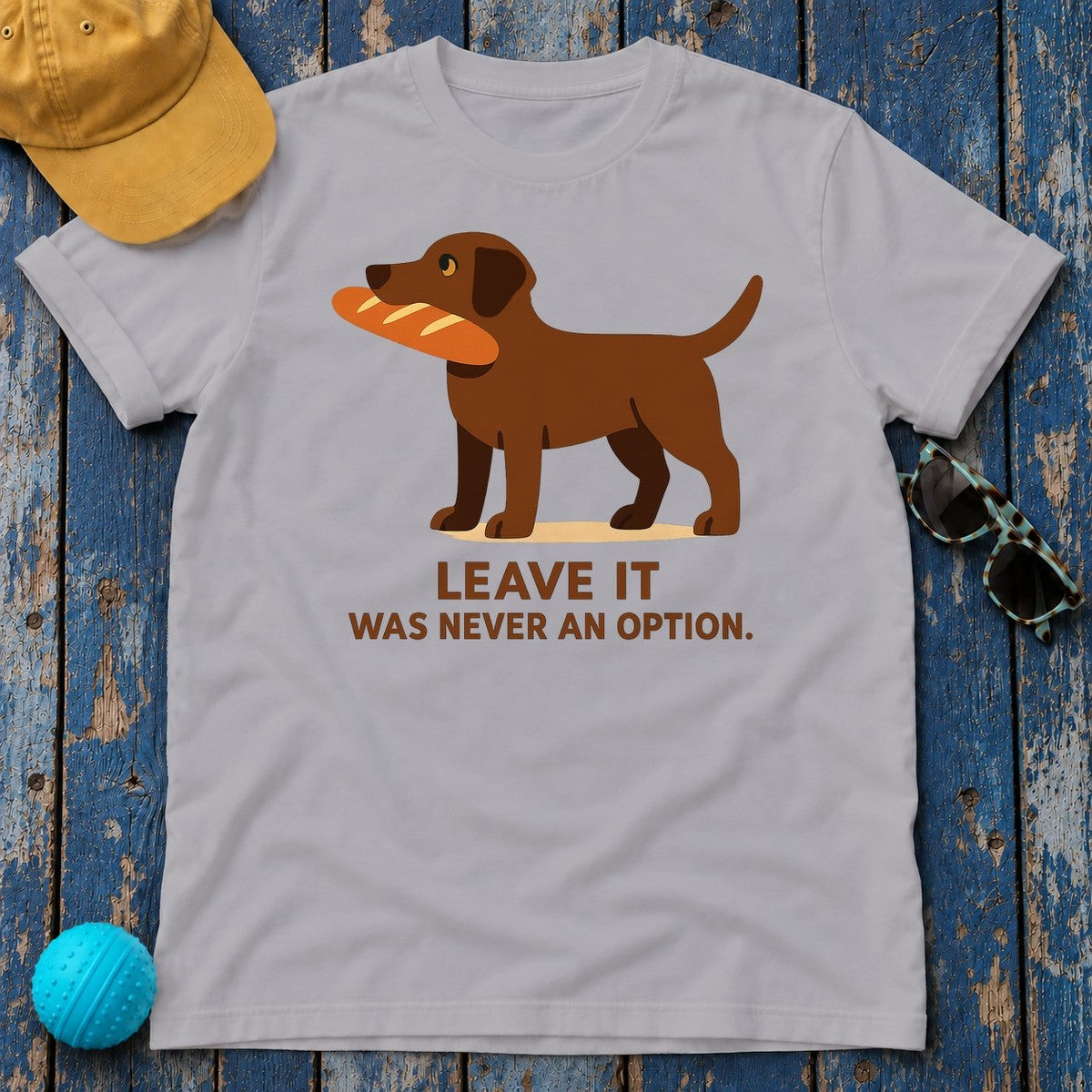Chocolate Lab Leave It Tee in Athletic Heather