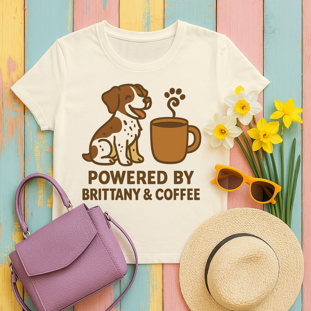 Powered By Brittany and Coffee T-shirt in Natural