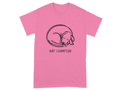 Cozy Pink T-shirt with Nap Champion Dog Print product type