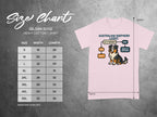 Size chart for Gildan 5000 heavy cotton t-shirt with length and width measurements.