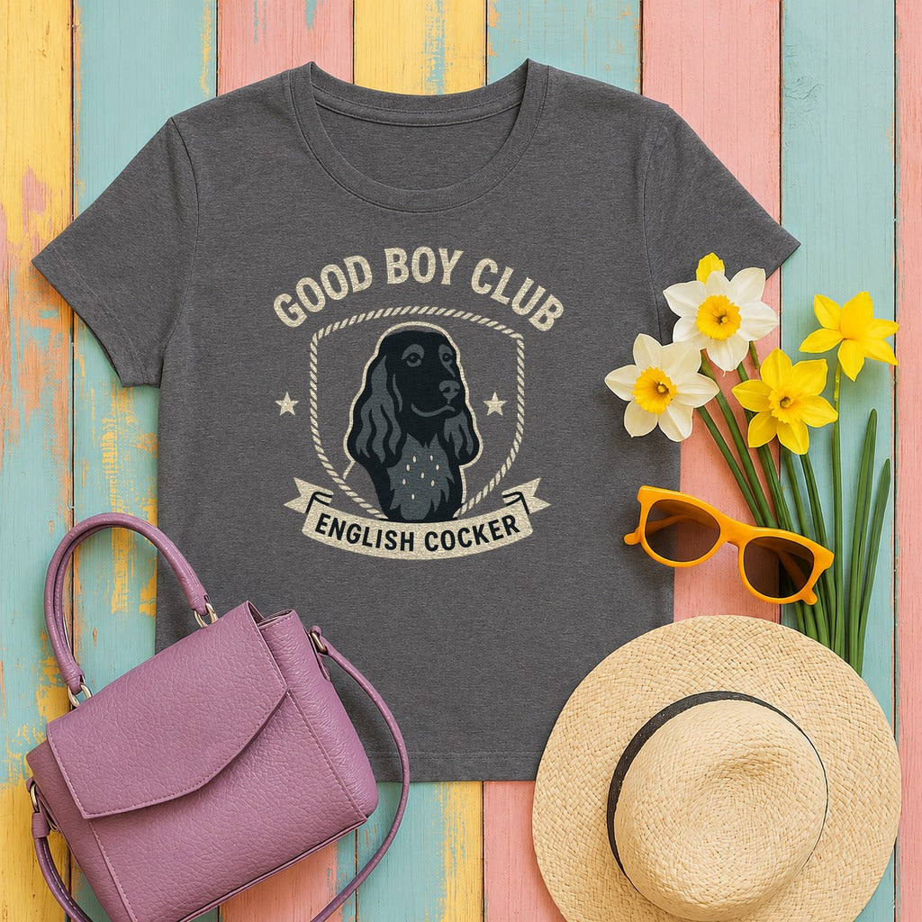 English Cocker Good Boy Club Tee in Dark Grey Heather