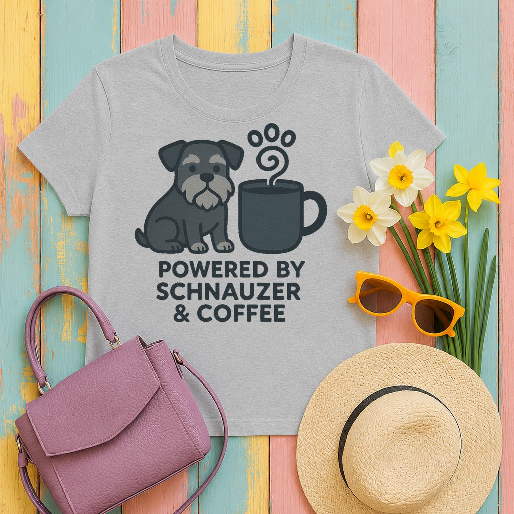 migbackfill powered-by-schnauzer-coffee-t-shirt tee flat lay hero v8