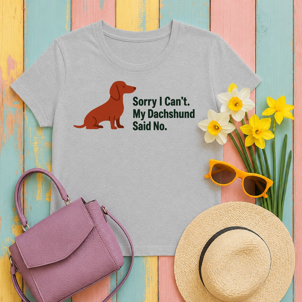 Dachshund Said No Statement T-Shirt in Sport Grey