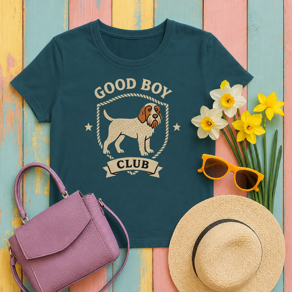 Spinone Italiano Good Boy Club Tee in Heather Deep Teal