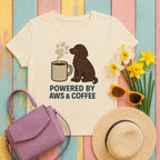American Water Spaniel powered by coffee tee flat lay