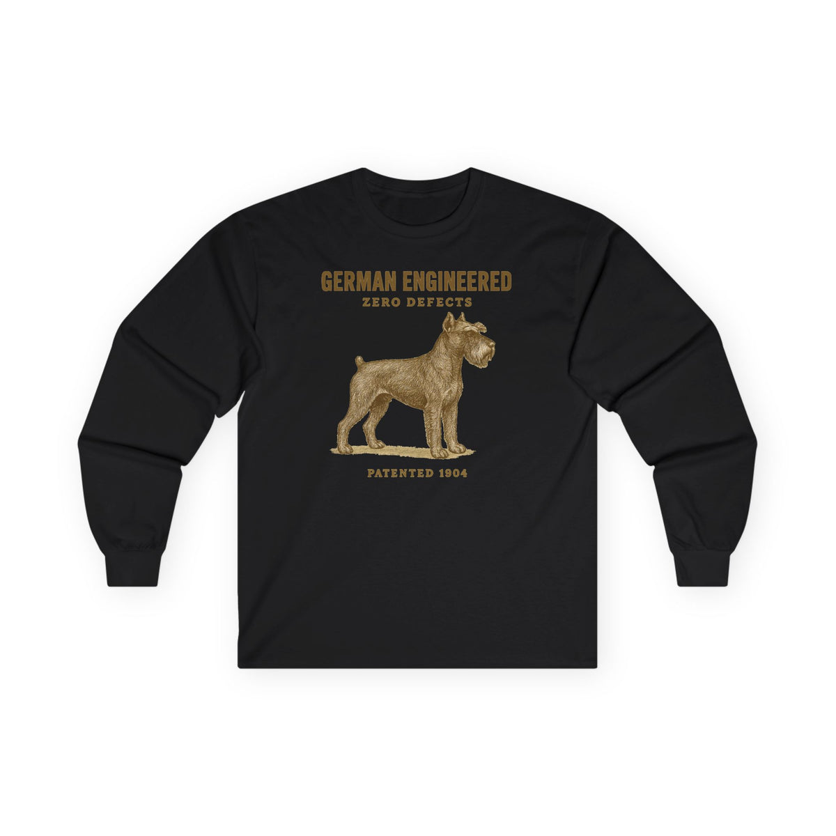 German Engineered Zero Defects Schnauzer Long Sleeve Tee in Black