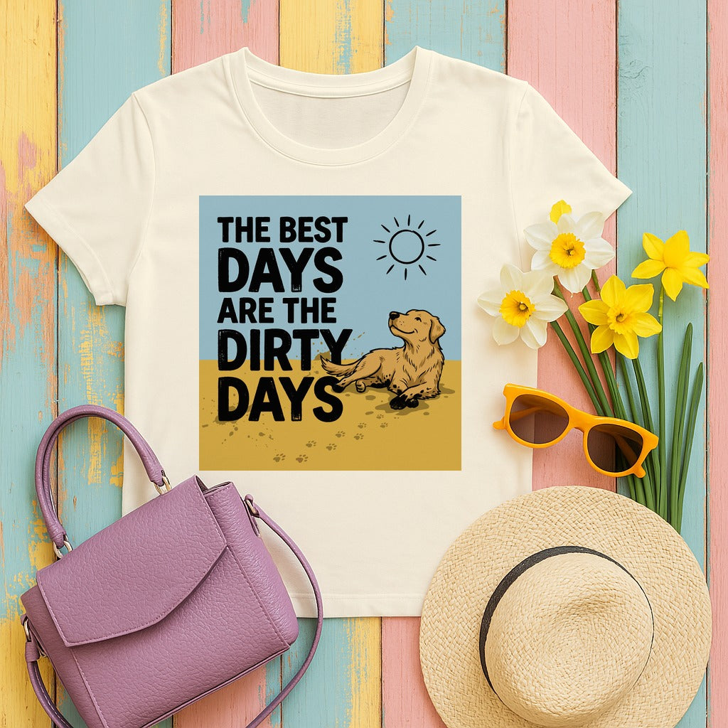 Dirty Days Golden Retriever T-Shirt in Natural
