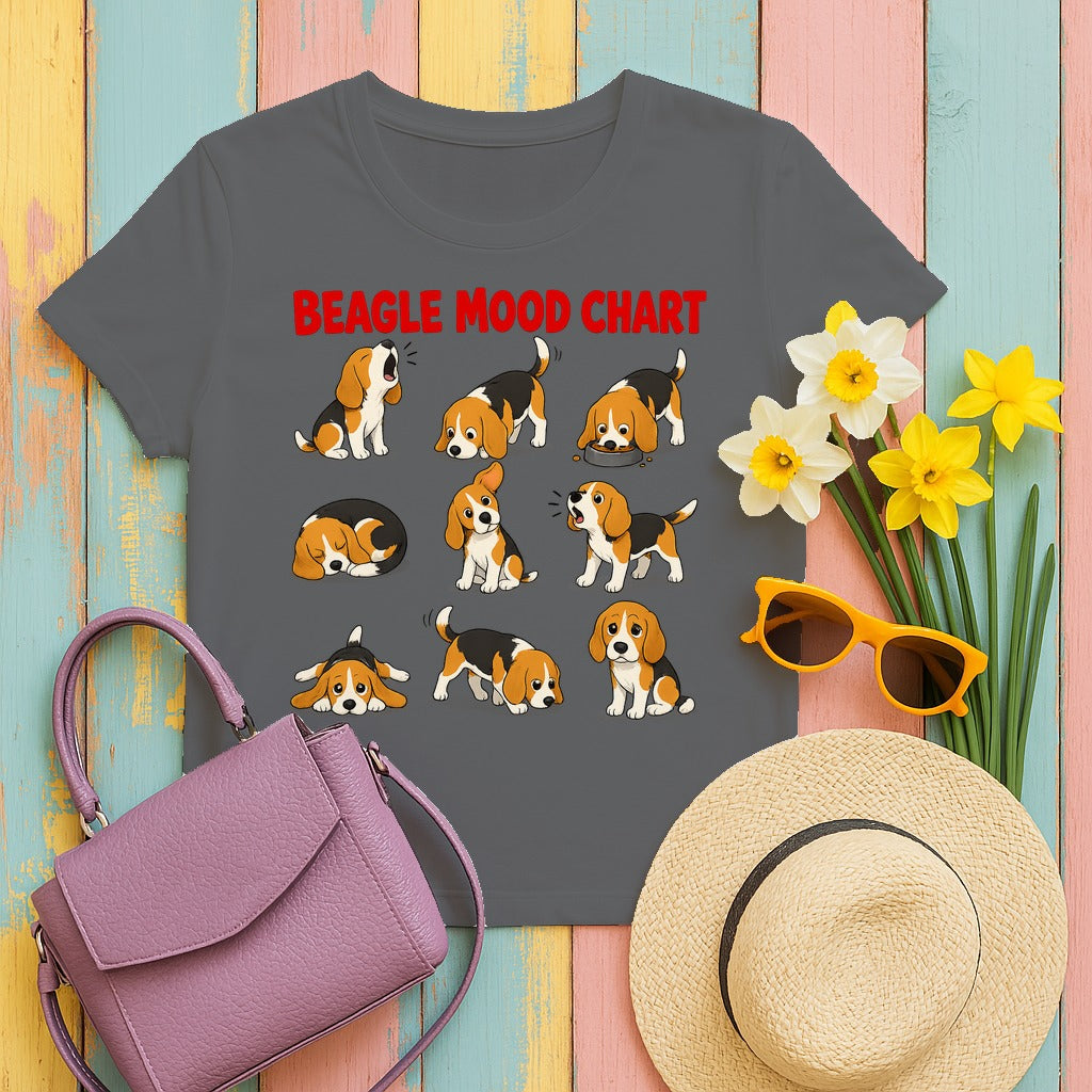 The Beagle Mood Chart T-Shirt in Graphite Heather