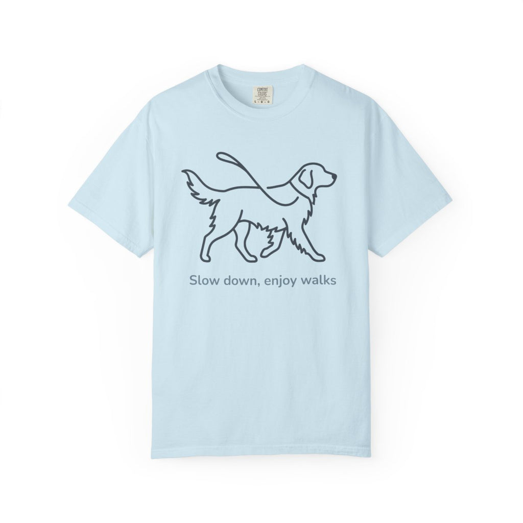 Slow down enjoy walks dog graphic t-shirt product