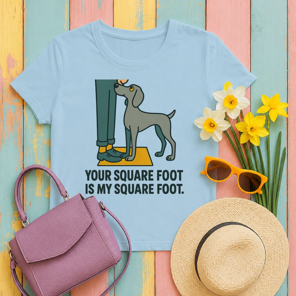 Weimaraner Your Square Foot Tee in Light Blue
