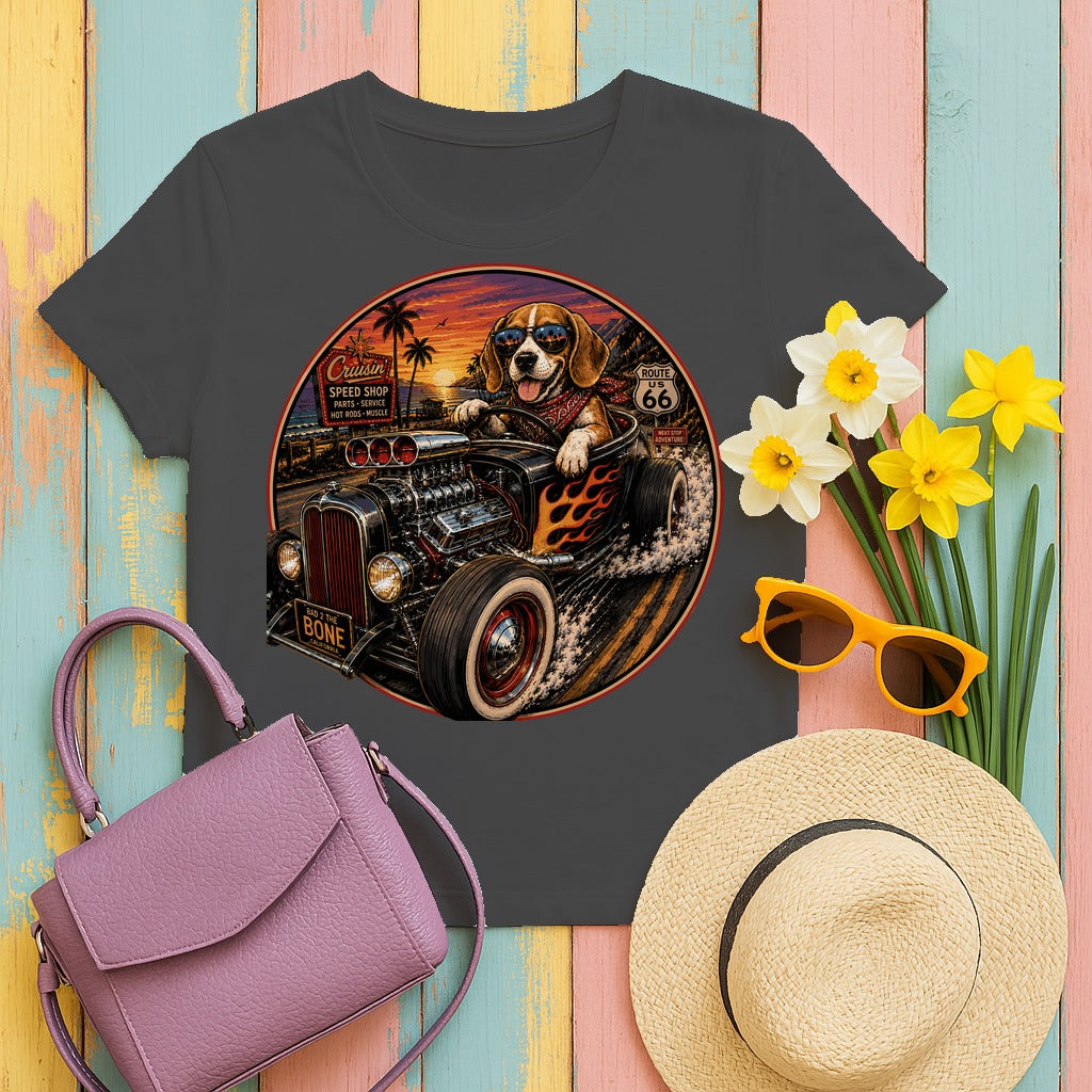 Cruisin' Beagle Hot Rod T-Shirt in Dark Heather