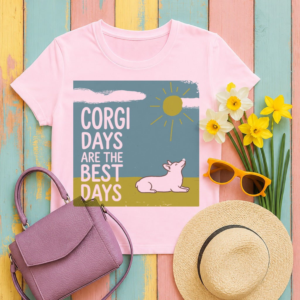 Corgi Days T-Shirt in Light Pink