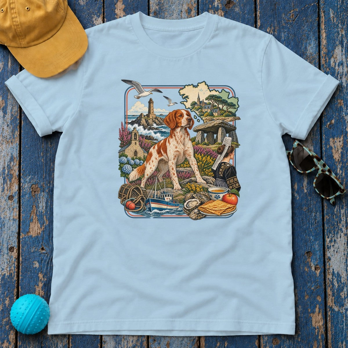 Brittany France Heritage T-Shirt in Light Blue