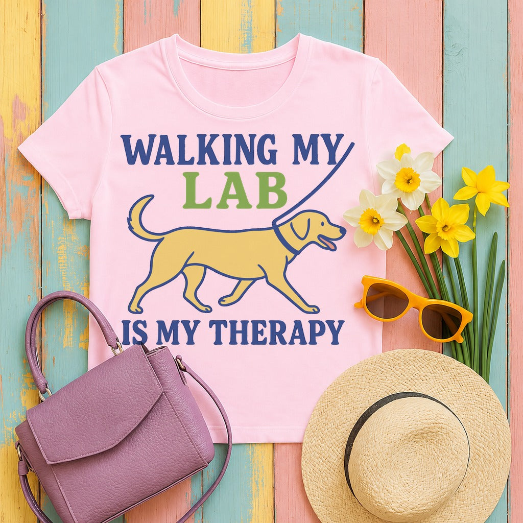 Walking My Lab T-Shirt in Light Pink