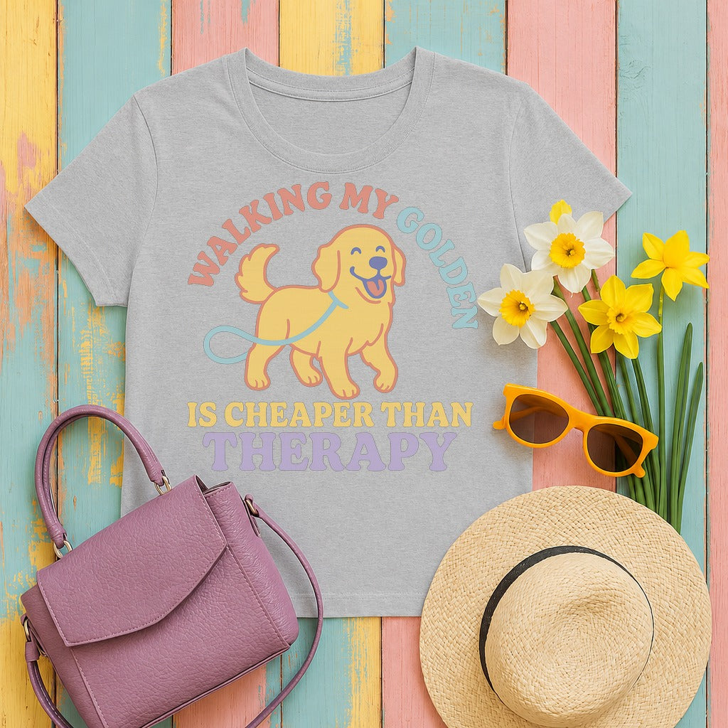 walking-my-golden tee flat lay hero v8