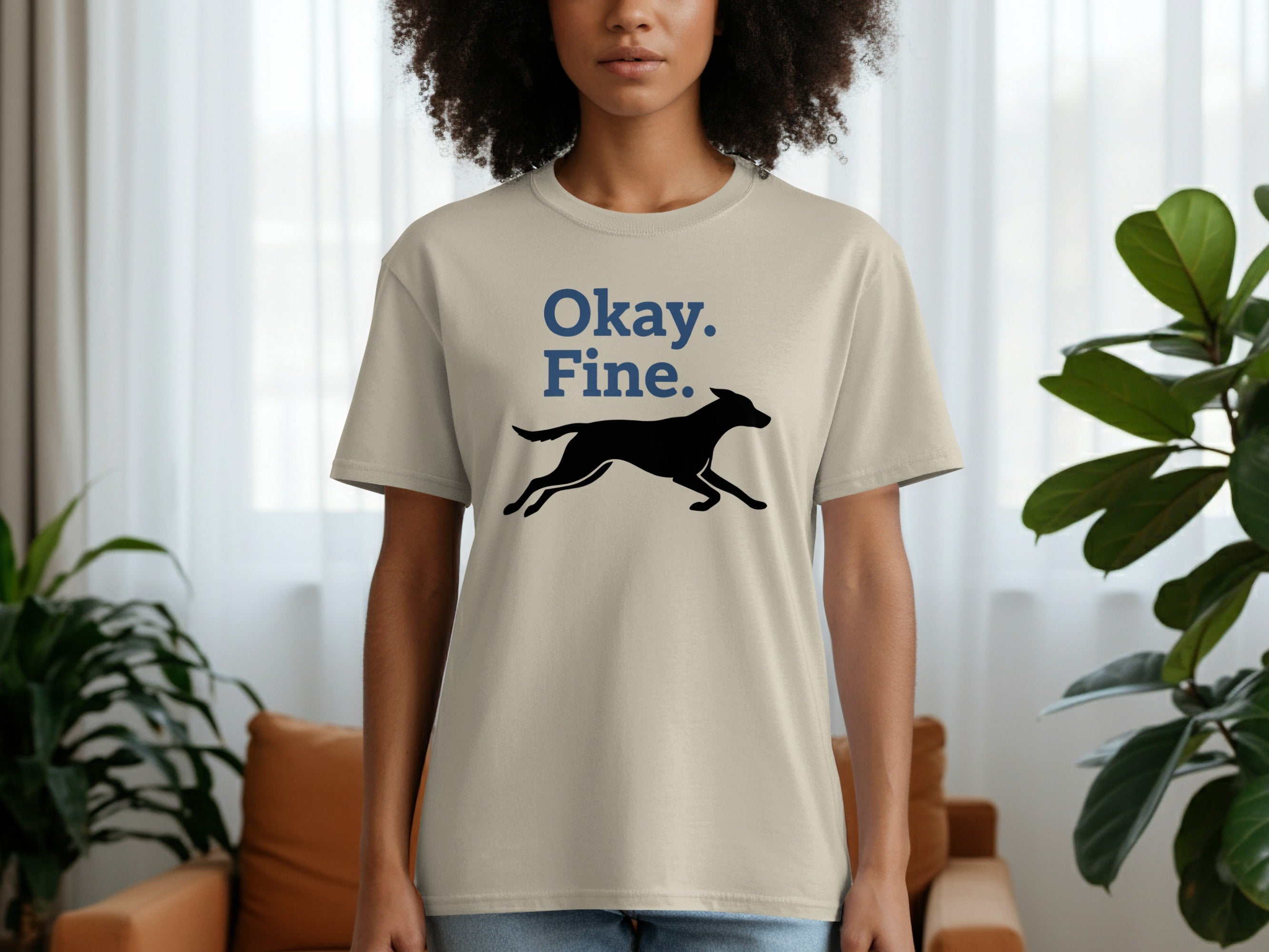 Okay Fine Dog Graphic T-Shirt Casual Wear Shirt