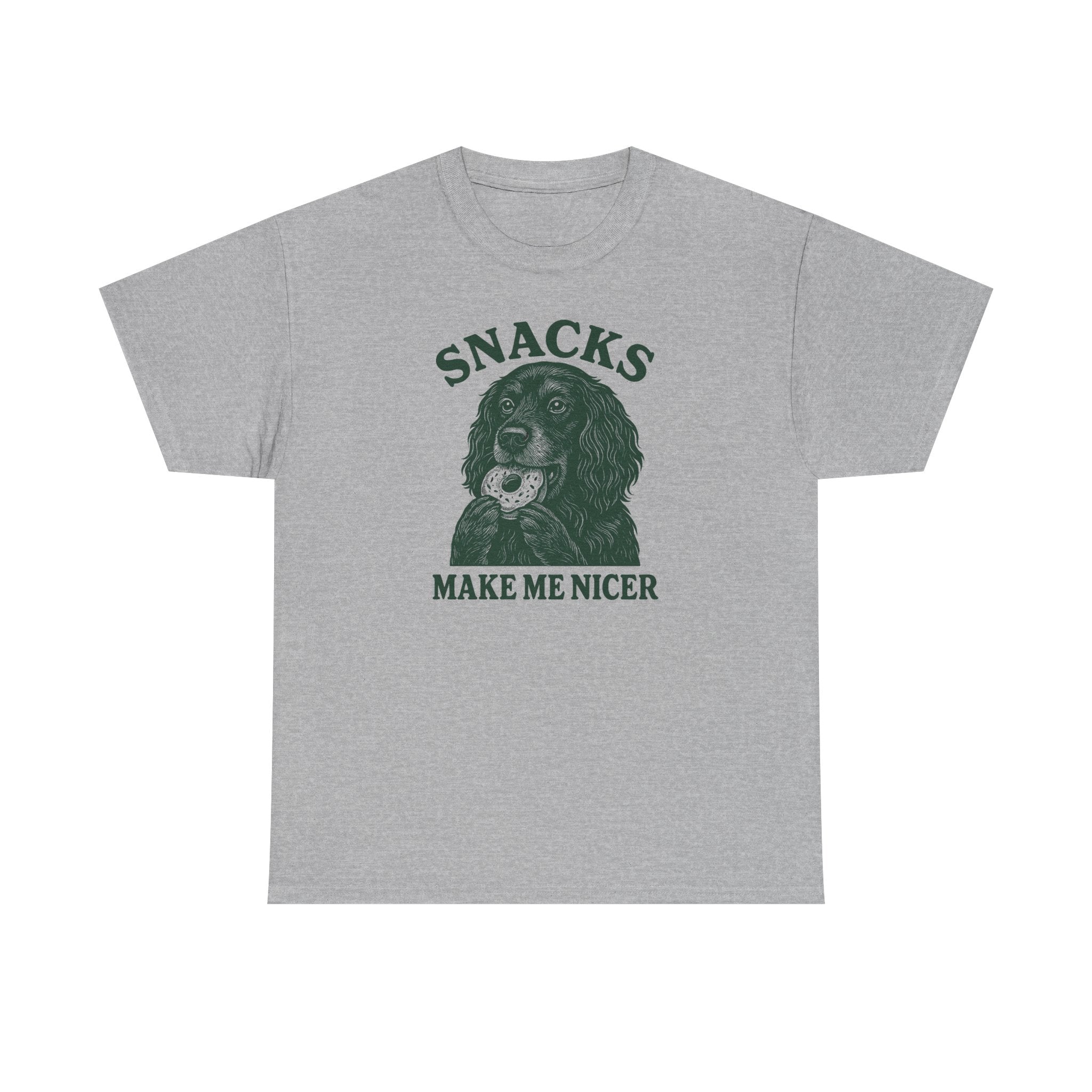 Snacks Make Me Nicer Gordon Setter with Donut Funny Foodie T-Shirt