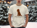 Cream t-shirt with brown dog and text "SELECTIVE HEARING SINCE PUPPYHOOD".