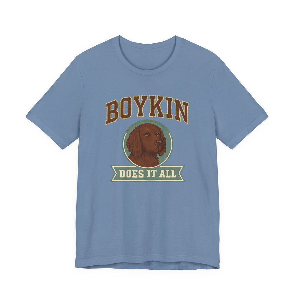Boykin Spaniel Does It All Varsity Tee