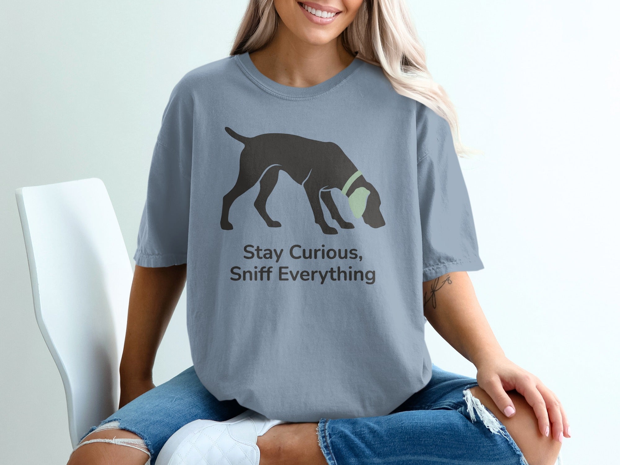 Stay Curious Sniff Everything Dog Graphic T-Shirt