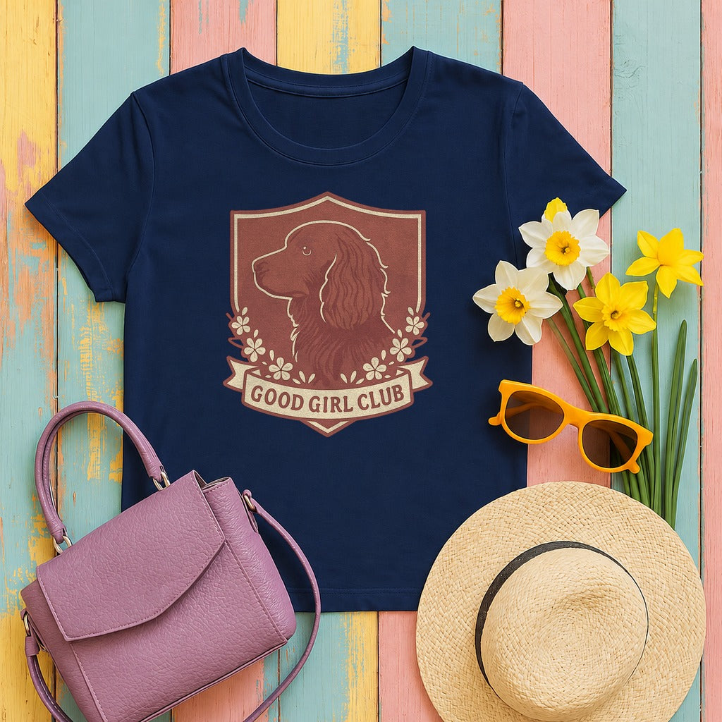 Boykin Spaniel Good Girl Club T-shirt in Navy