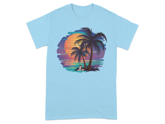 Vibrant Beach Sunset with Palm Trees Graphic product type