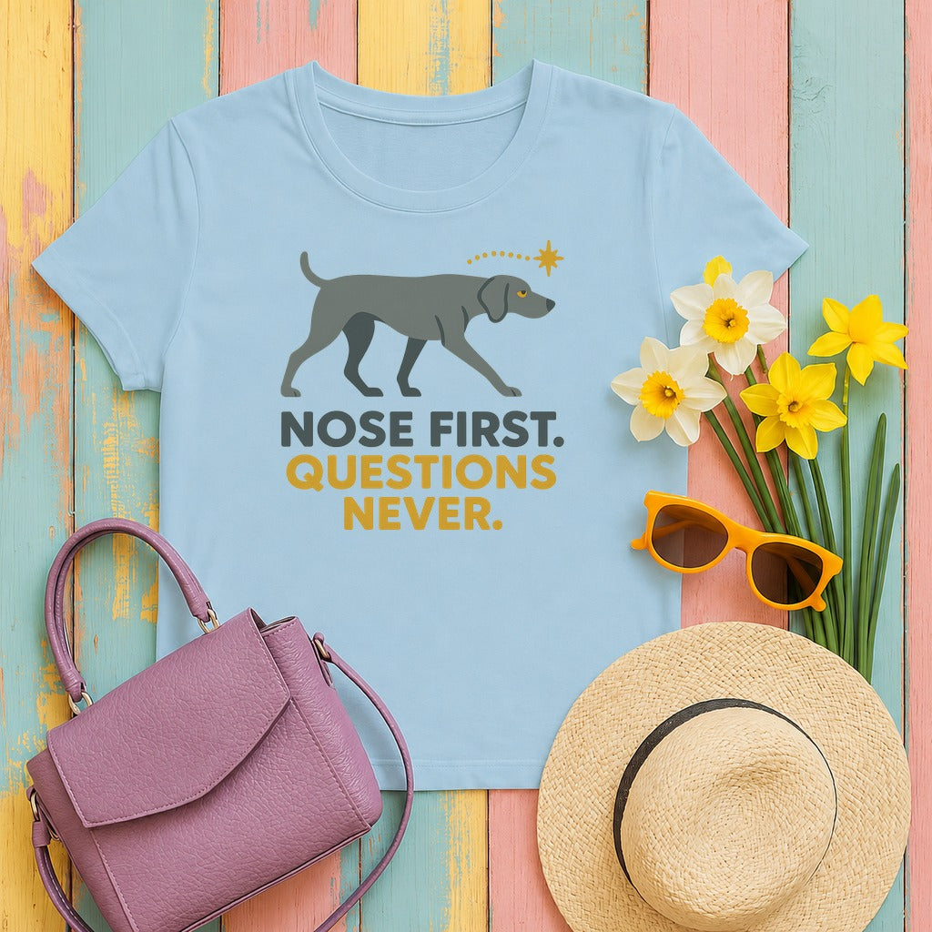 Weimaraner Nose First Tee in Light Blue