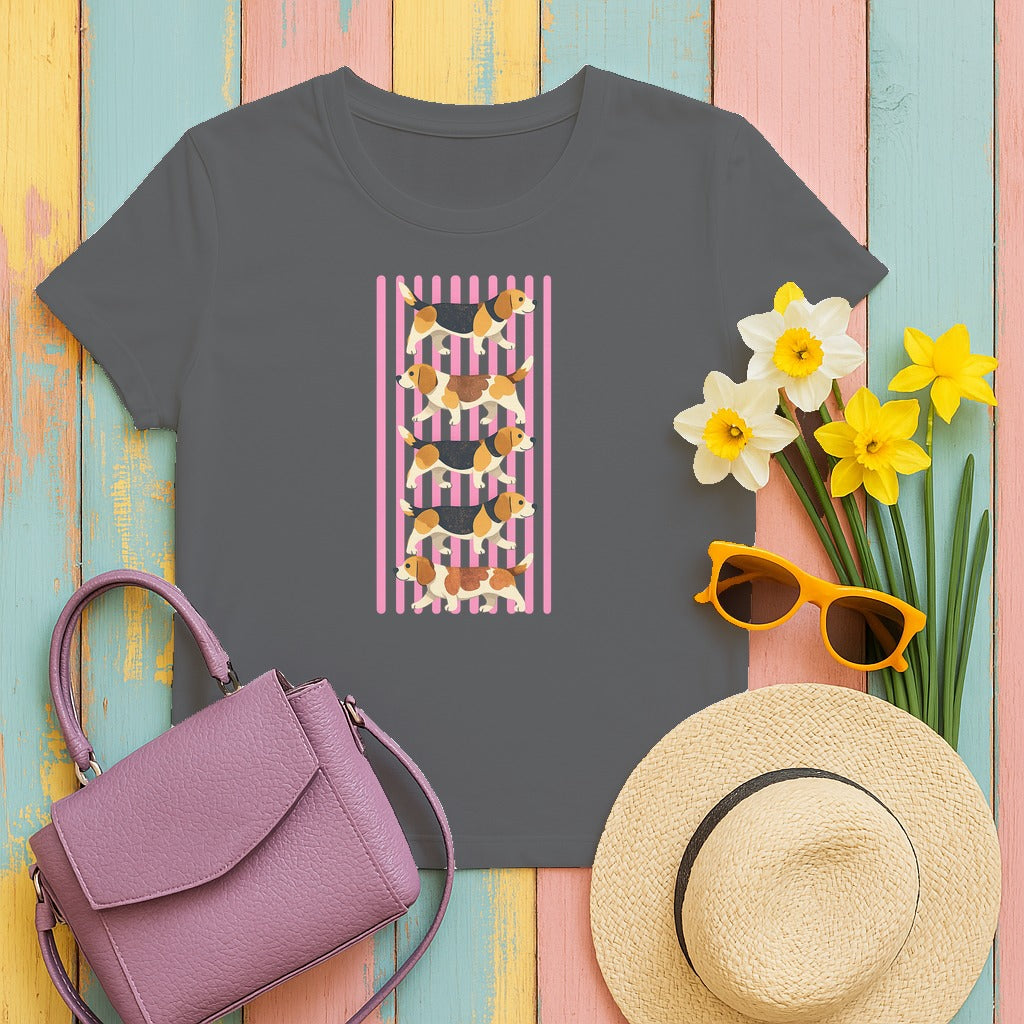 Beagle Parade Stripes T-Shirt in Graphite Heather