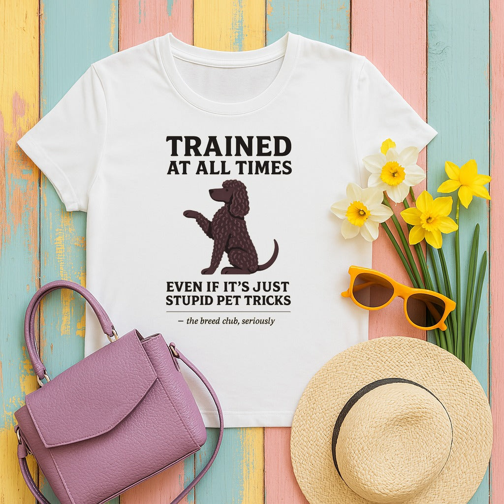Irish Water Spaniel Trained At All Times Tee in White