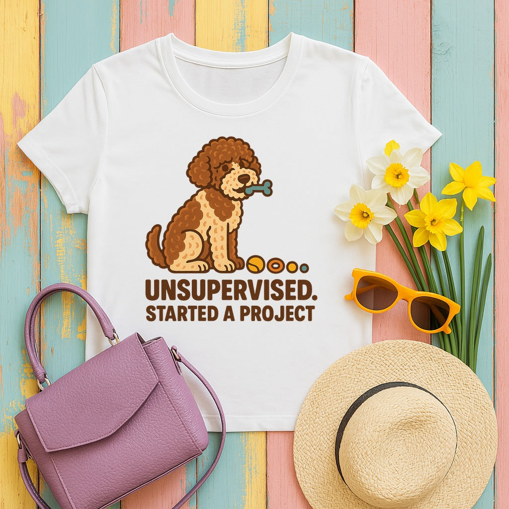 Lagotto Unsupervised Started a Project Tee in White