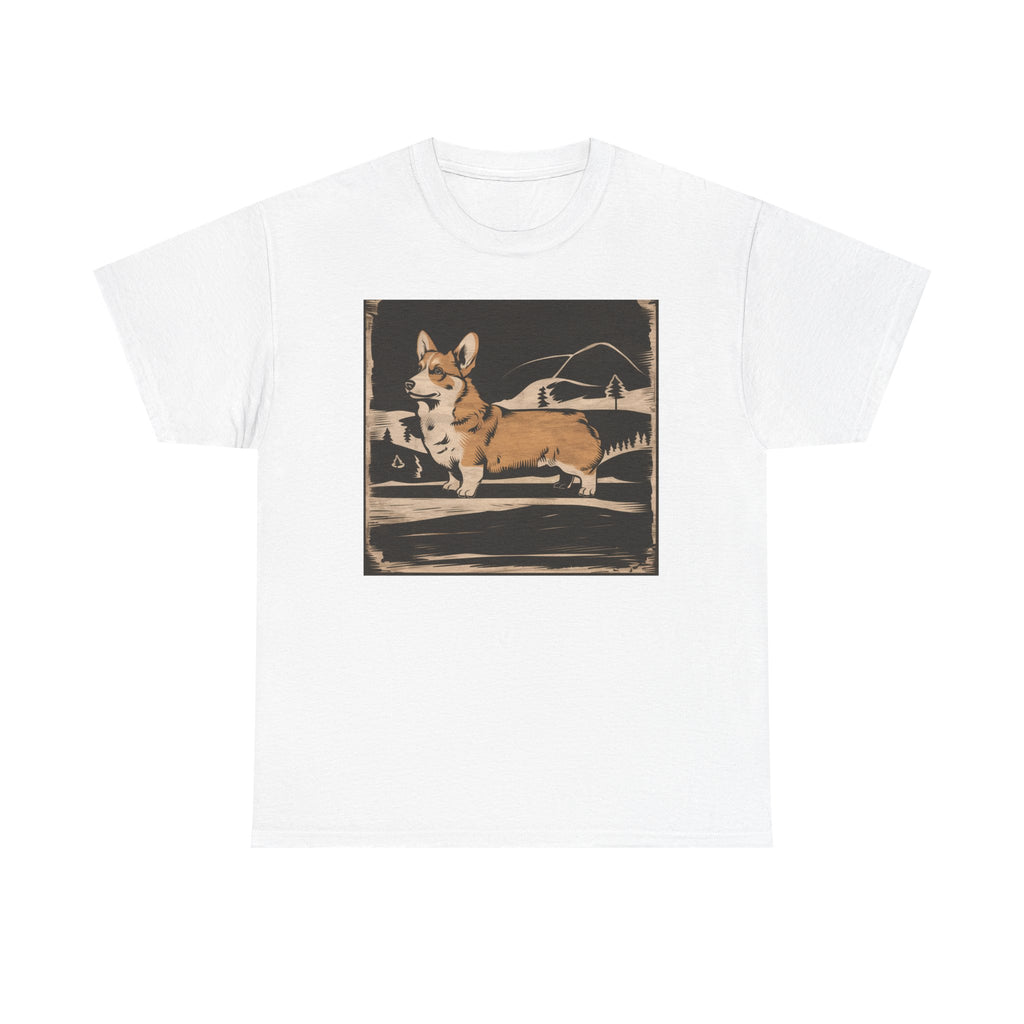 Cute Corgi with Mountains Design T-Shirts
