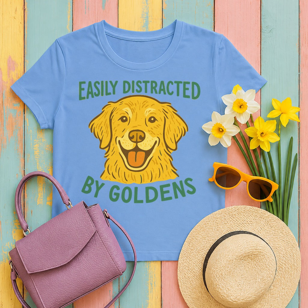 Easily Distracted By Goldens T-Shirt in Carolina Blue