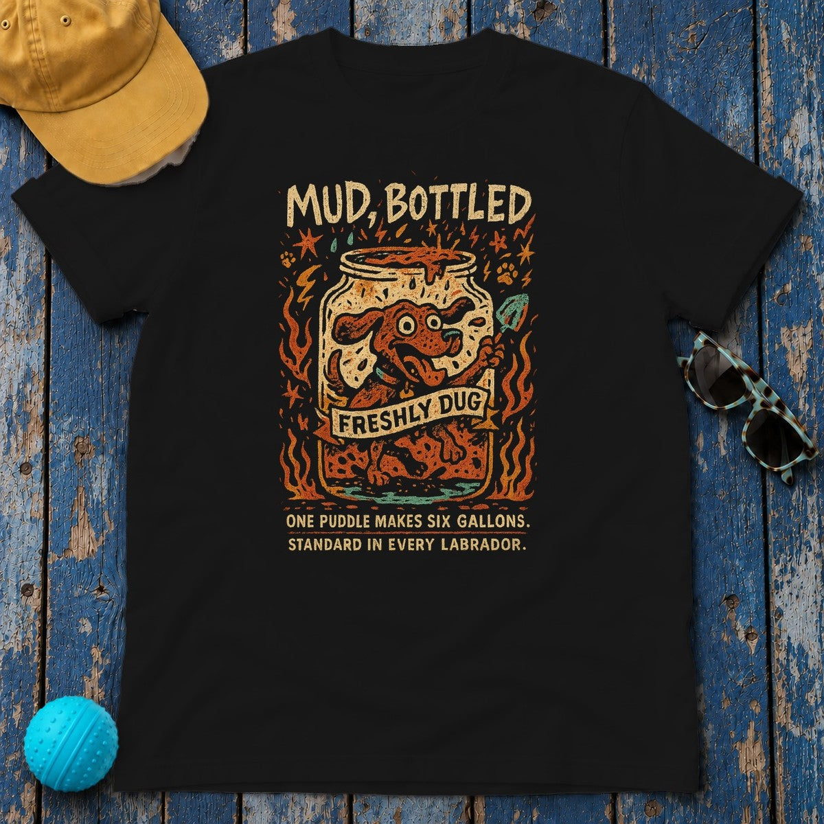 Chocolate Lab Mud Bottled T-Shirt in Black