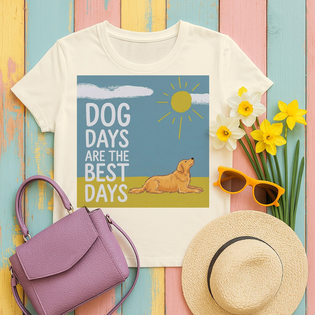 Dog Days Are The Best Days Graphic Golden Retriever T-Shirt in Natural