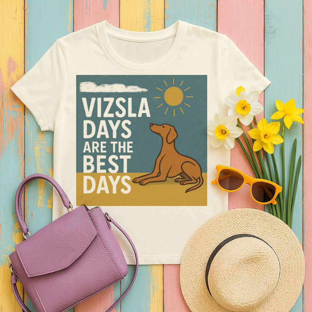 Vizsla Days Best Days Retro Graphic T-shirt in Natural